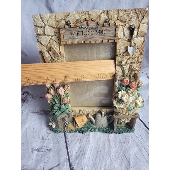 3D Gardener Design On Distressed-Stone Resin Tabletop Frame Fits 3x4.5" - Picture 8 of 10